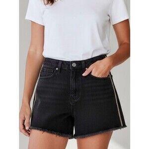 Velvet Heart shorts | Black denim frayed hem rhinestone high rise shorts NWT 26